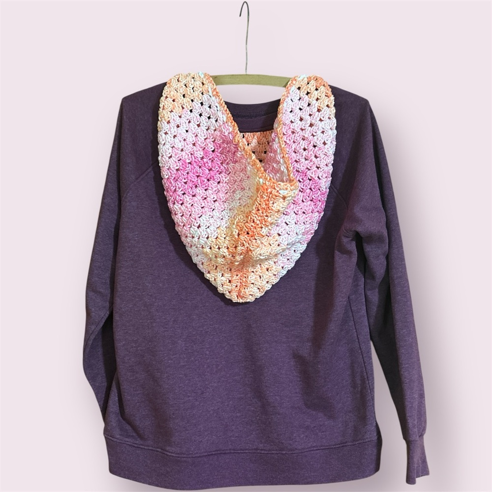 Purple Hoodie Sweater with Multicolor Hood Crochet Detail